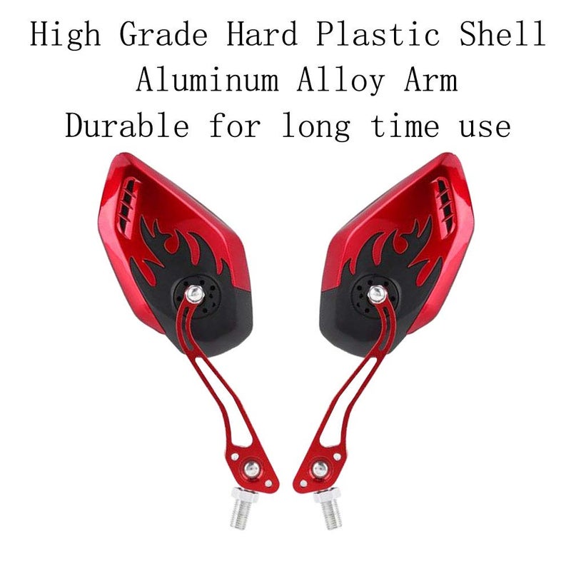 ESUPPORT Red Motorcycle Motorbike 8mm 10mm Rearview Side Mirror ATV Scooter Bike Flame Fire - Image 3